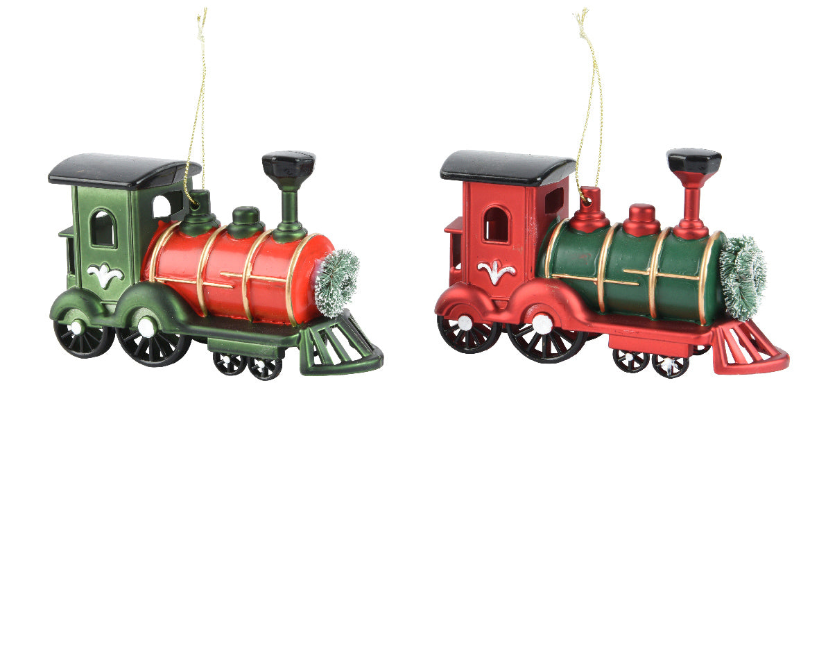 Trenino Rosso decorazione natalizia appendibile modello assortito H7.5cm