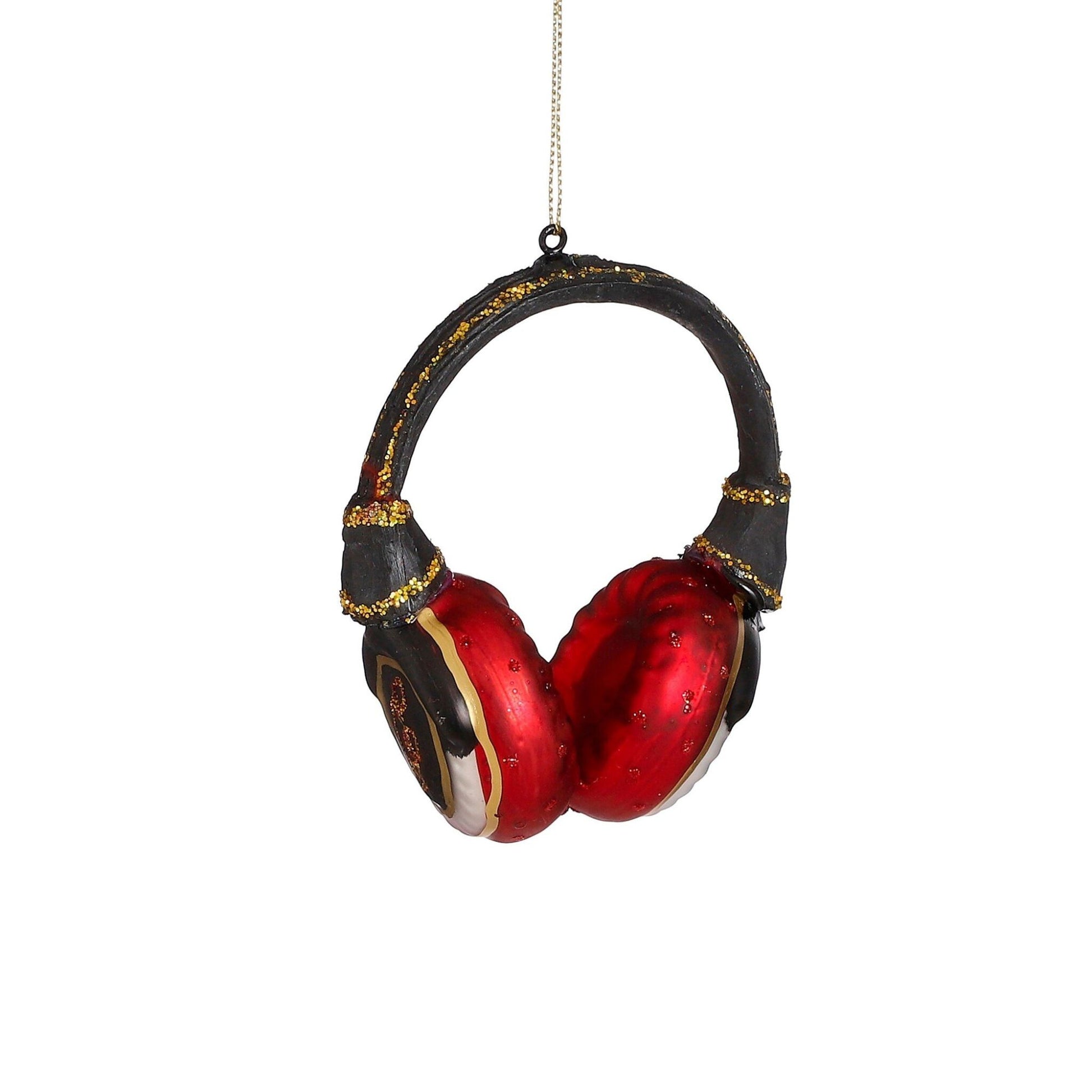 MICA Decorations Decorazione natalizia cuffie per albero 9,5x5x11 cm, rosso/nero