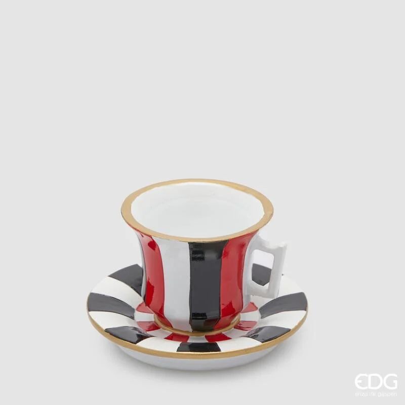 Portacandela Tazza H.7,5 D.12 Bianco/Nero