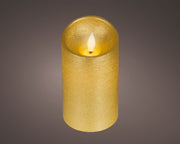 Candela LED in cera effetto fiamma D 7,5 cm altezza 13,5 cm oro Peraga Christmas