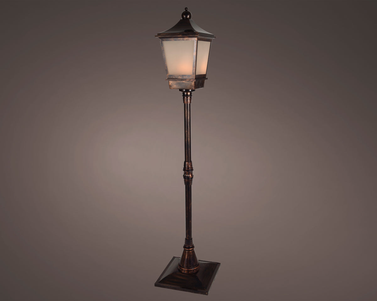 Lanterna LED effetto fiamma 37,5 x 37,5 x 185 cm ottone anticato Peraga Christmas