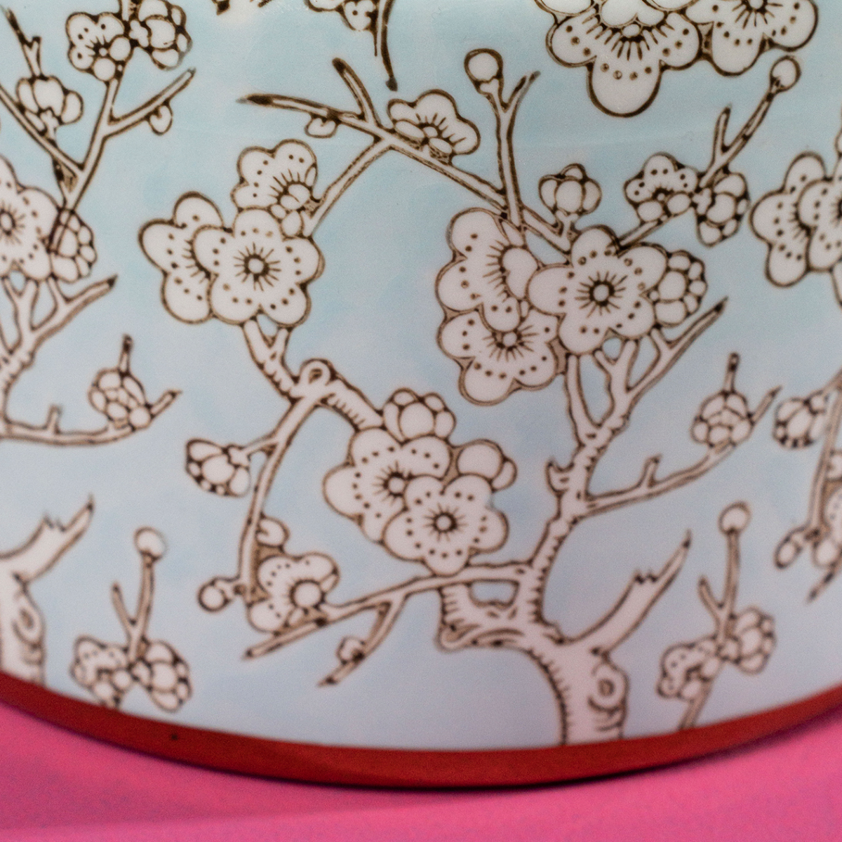 VASO CON COPERCHIO SAKURA FIORI DI CILIEGIO BLU ORO BIANCO