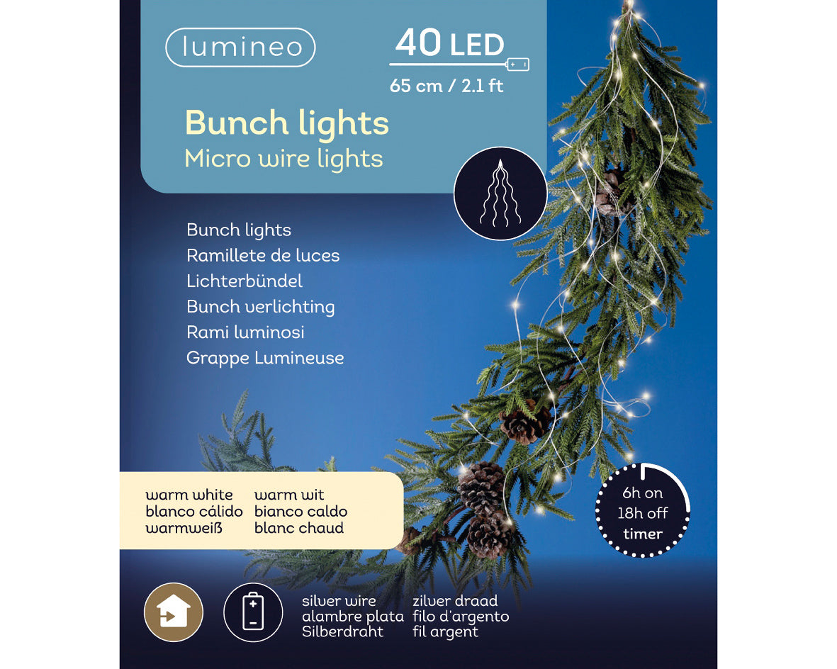 RAMI LUMINOSI CON 40 LED BIANCO CALDO 65CM