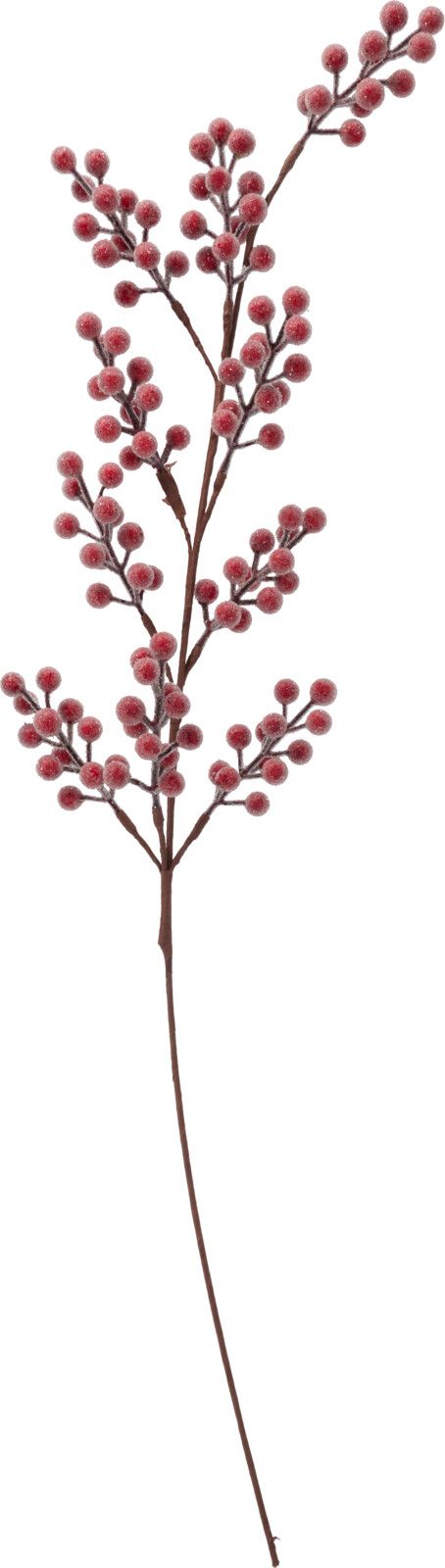 Ramo decorativo con bacche rosse glitterate, 95 cm