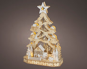 Scena LED albero con casette in compensato FSC 10,5 x 26 x 40,5 cm naturale Peraga Christmas