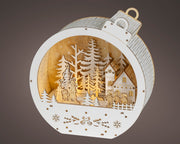 Scena LED pallina di natale con alberi in compensato FSC 9 x 21,5 x 22,5 cm naturale Peraga Christmas