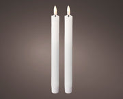 2 CANDELE CON STELO 24X2CM BIANCO CALDO