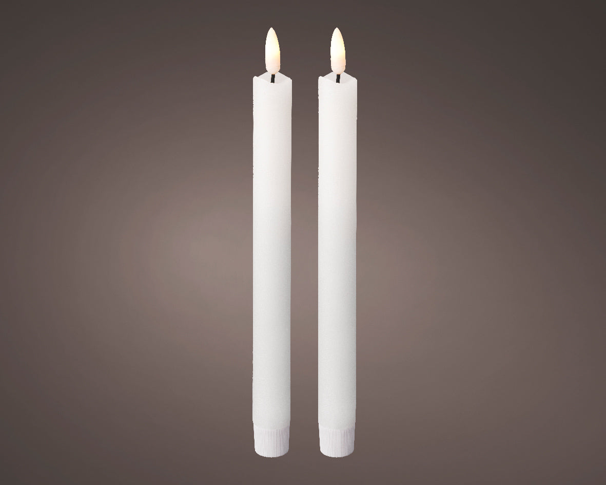 2 CANDELE CON STELO 24X2CM BIANCO CALDO