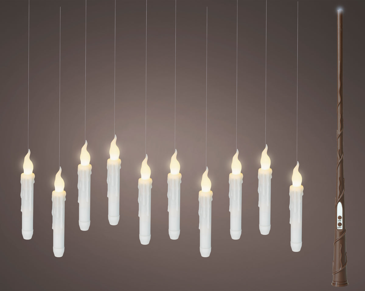 Set 10 candele LED magic effetto fiamma D 2,5 cm altezza 17 cm bianco Peraga Christmas