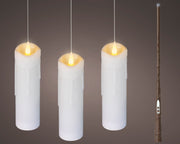 Set 3 candele LED magic effetto fiamma D 5 cm altezza 19 cm bianco Peraga Christmas