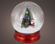 Palla di neve LED con albero D 20,5 cm altezza 22,5 cm rosso Peraga Christmas
