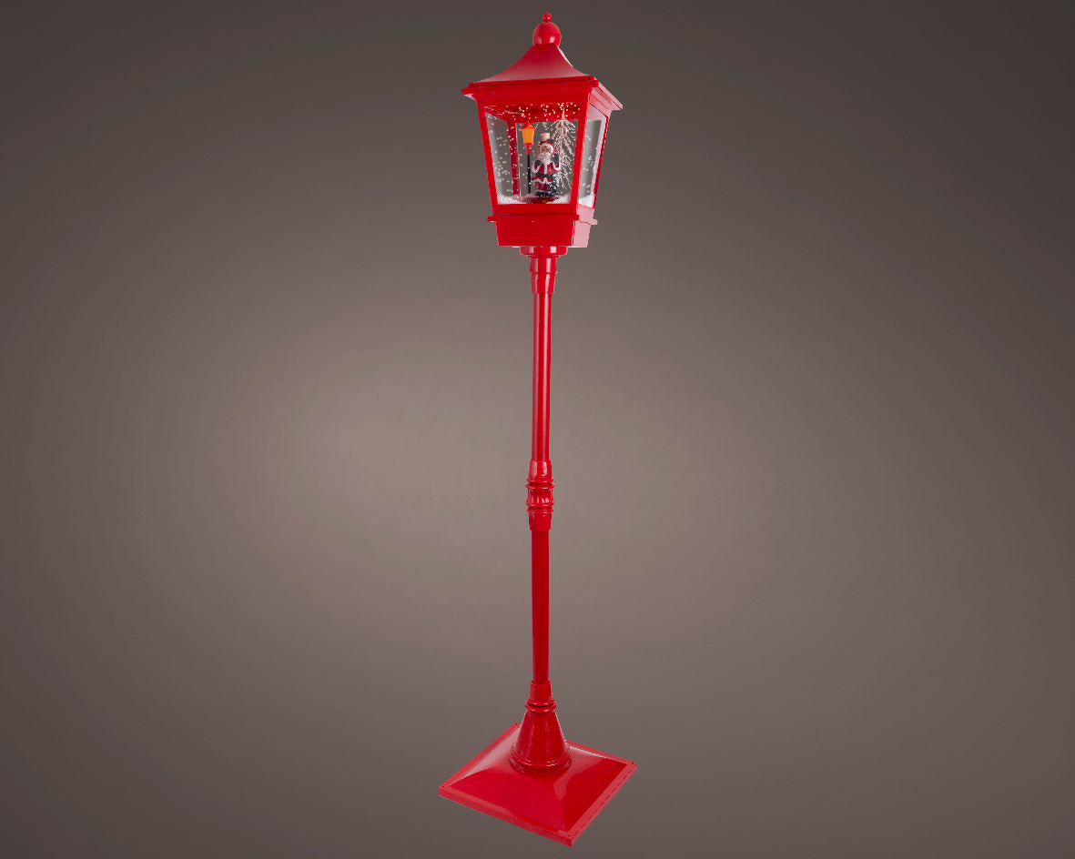 Lampione a LED natalizio, altezza 185 cm, colore rosso e luce bianco caldo.