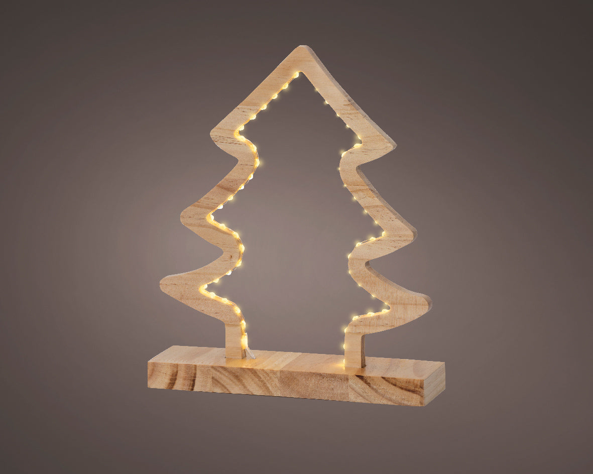 Albero di Natale decorativo a LED, altezza 29,5 cm, colore naturale e luce bianco caldo.