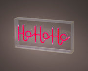 Scritta luminosa al neon "Ho Ho Ho", altezza 15 cm, multicolore.