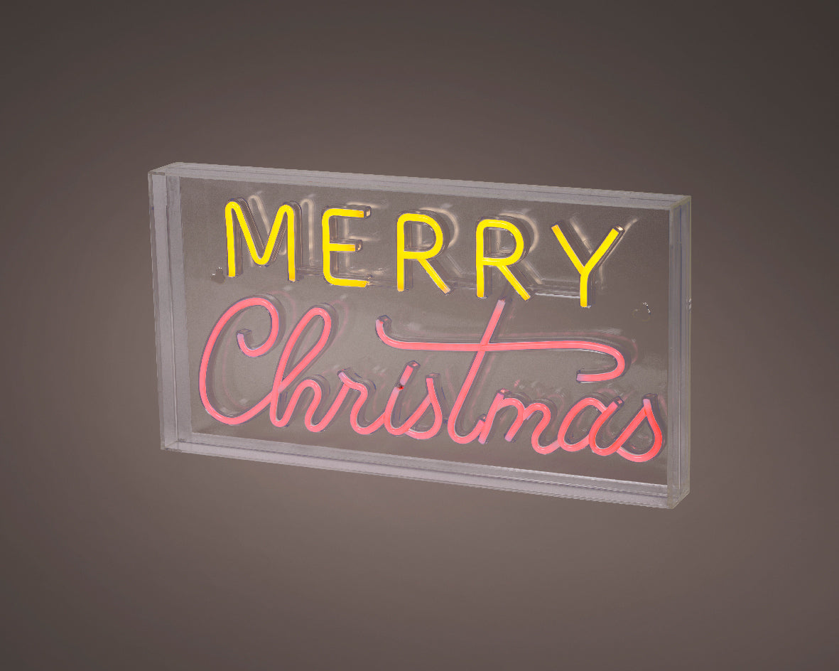 Scritta luminosa al neon "Natale", altezza 23 cm, multicolore.