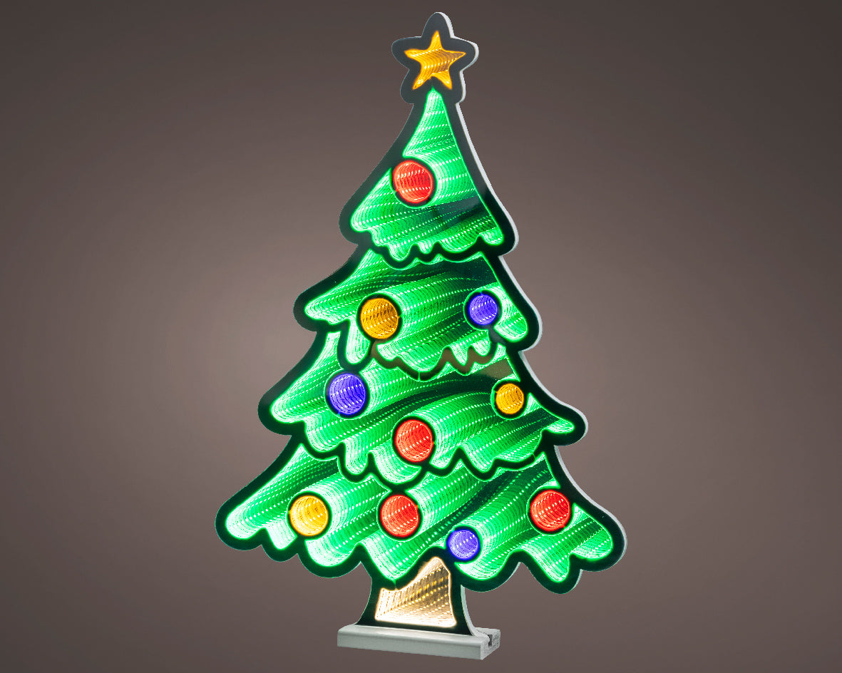 Albero di Natale con specchio infinito a LED, altezza 63,1 cm, con luce fredda.