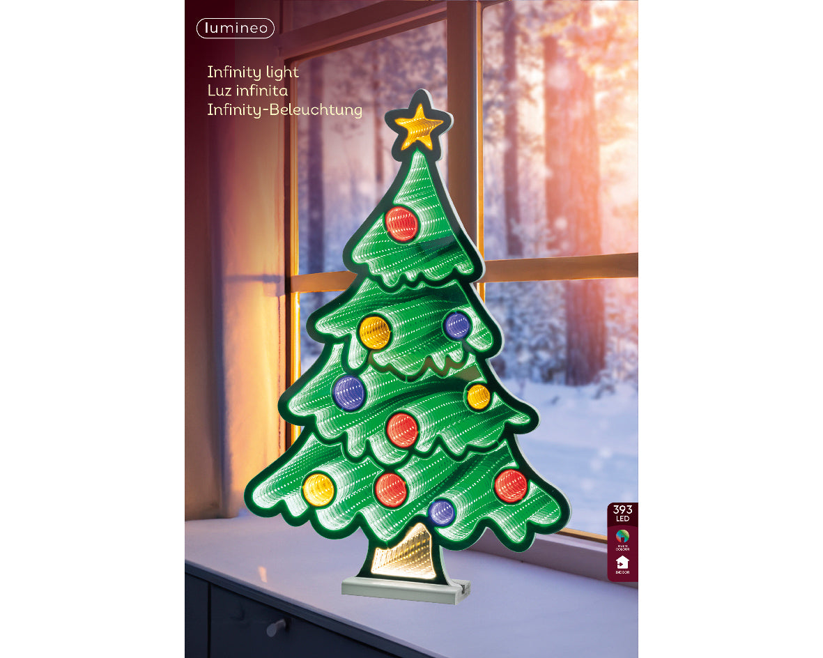 Albero di Natale con specchio infinito a LED, altezza 63,1 cm, con luce fredda.