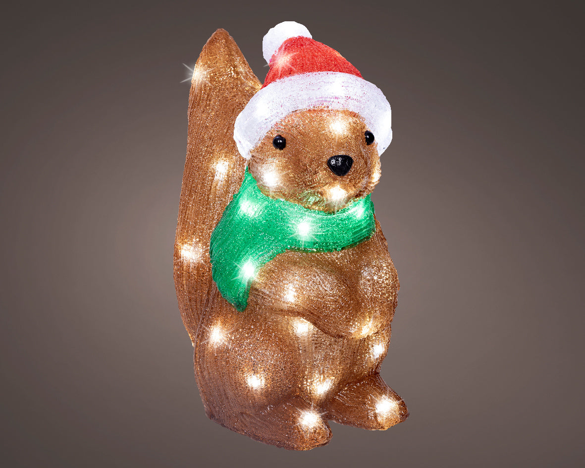 Scoiattolo decorativo a LED, altezza 30 cm, colore marrone.