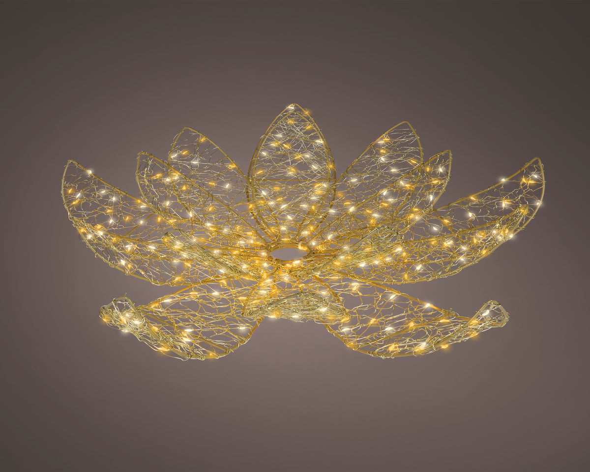 Micro-LED-Blume aus Metall D 58 cm Höhe 16 cm Gold Peraga Christmas