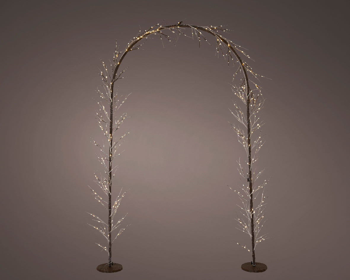 Arco luminoso 384LED H 230 cm colore marrone e luce bianco caldo