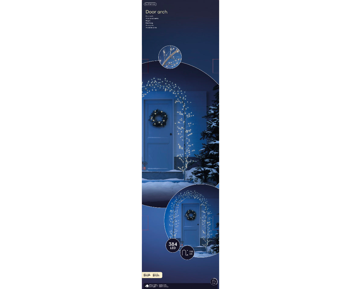 Arco luminoso 384LED H 230 cm colore marrone e luce bianco caldo