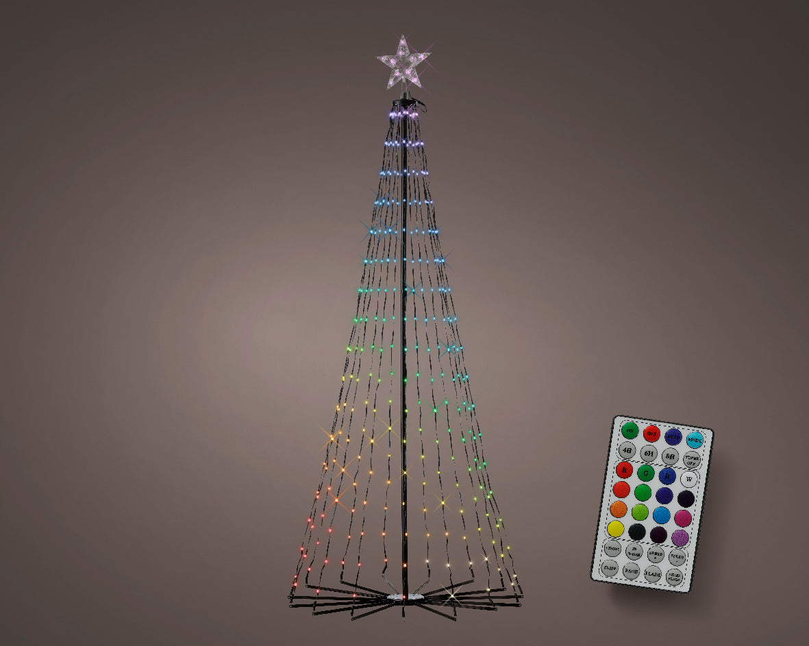 ALBERO CONICO ILLUMINATO A LED MULTICOLOR RIPIEGHEVOLE H210CM