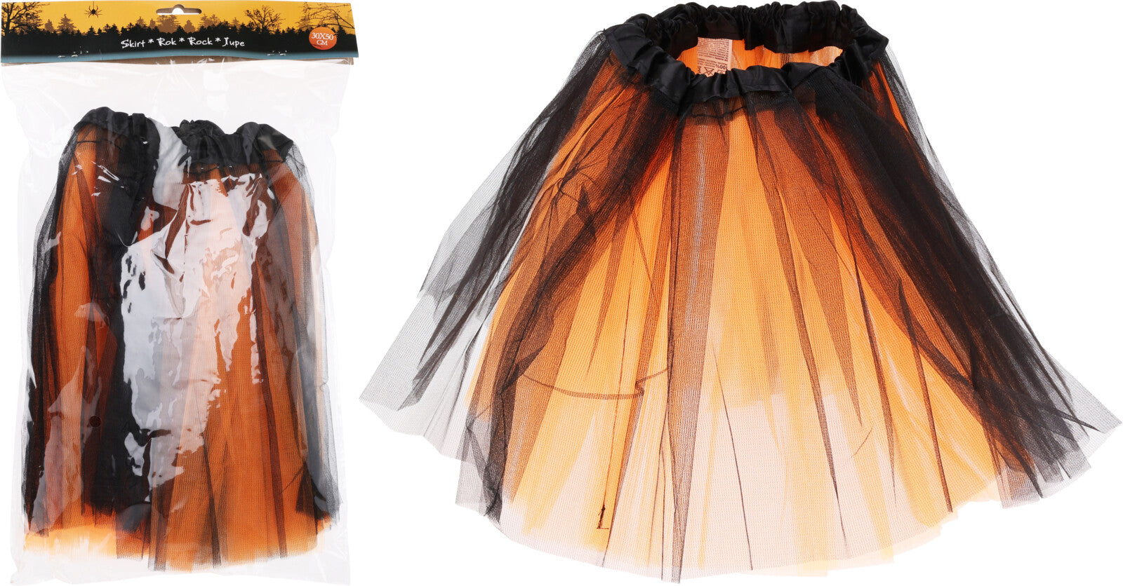 GONNA DI HALLOWEEN ARANCIONE E NERA