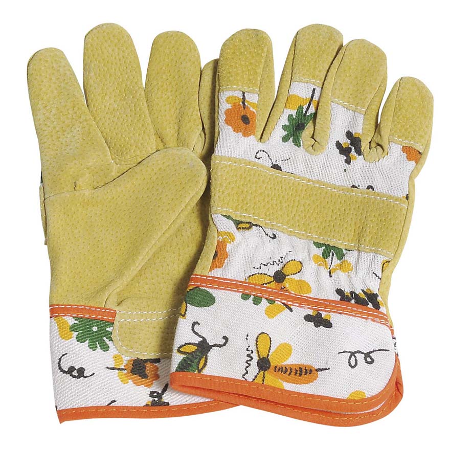 GUANTO DA GIARDINO BIMBO IN COTONE E PELLE TAGLIA S