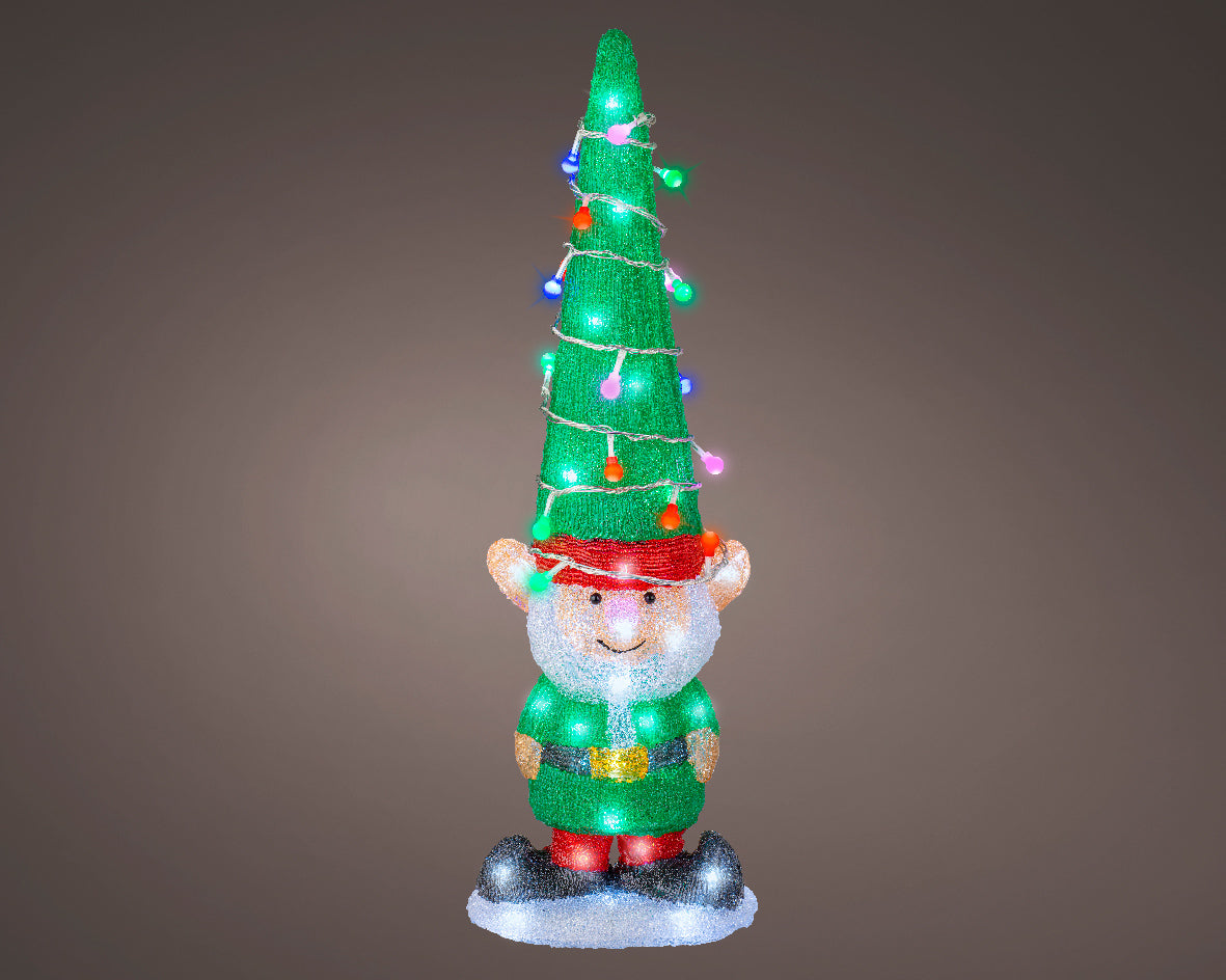Elfo decorativo a LED, altezza 60 cm, colore verde.