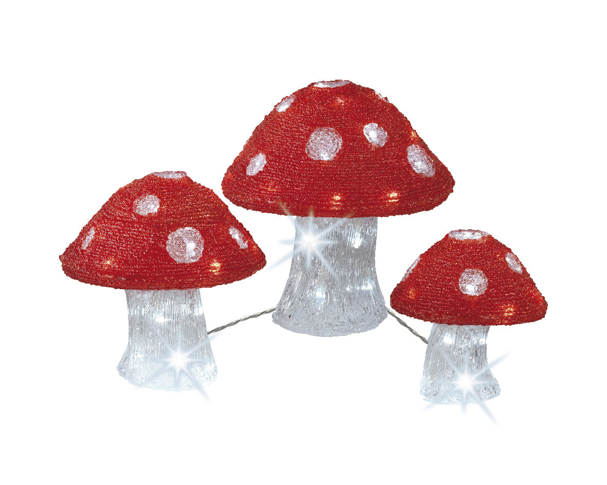 FUNGHETTI LED NATALIZI 3PZ BIANCO FREDDO
