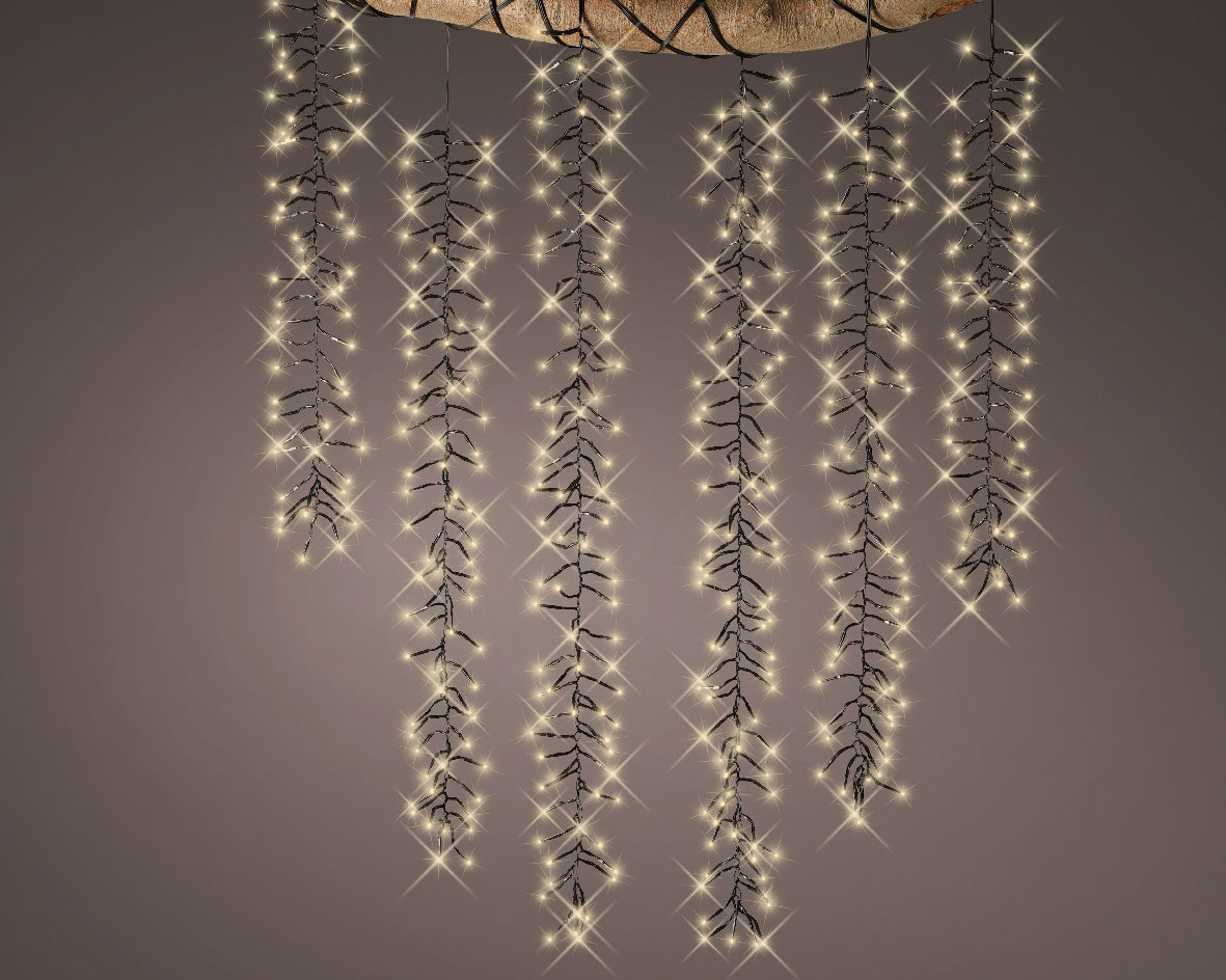 CASCATA 480 LED LUCE BIANCO CALDO 8 FUNZIONI