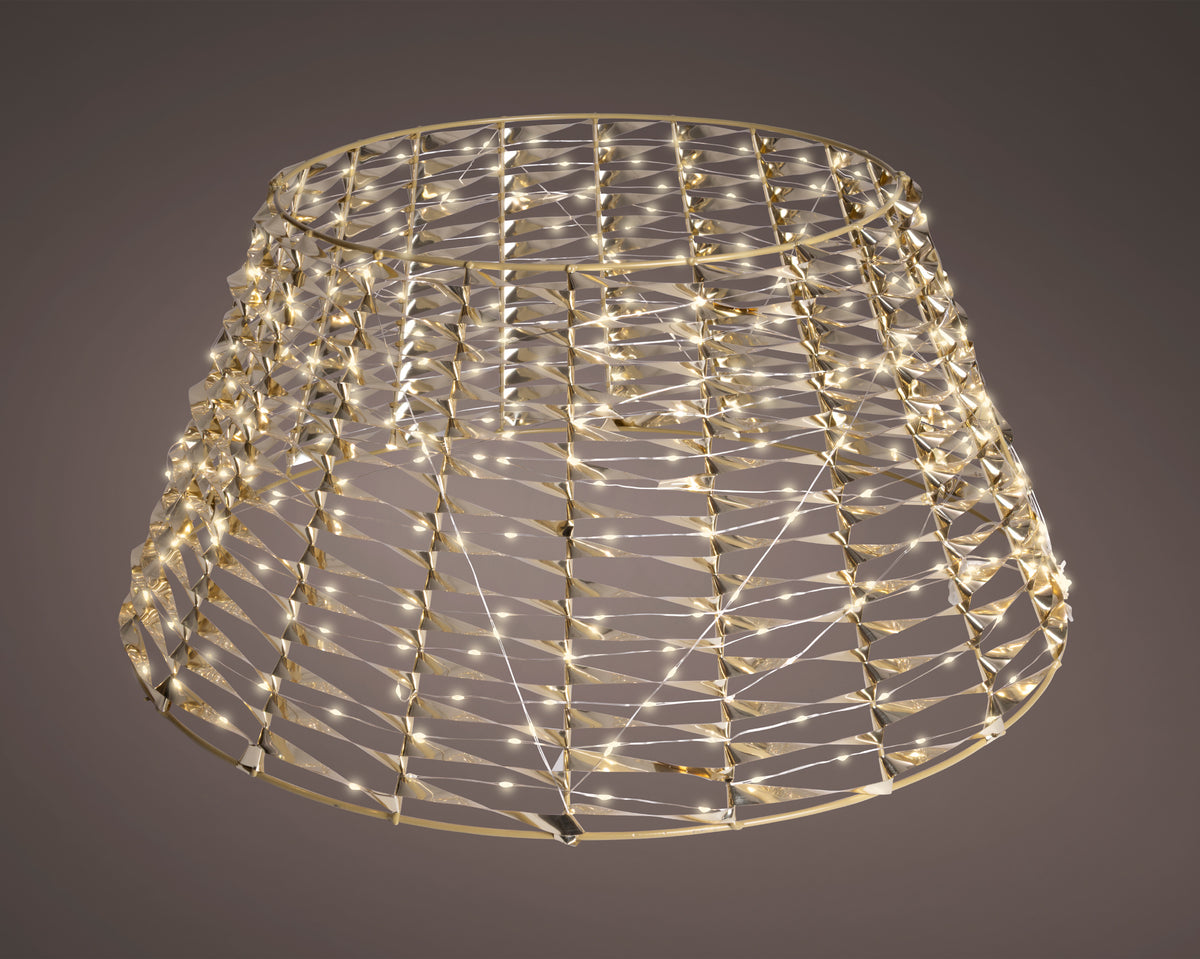Weihnachtsbaumdecke aus PET mit Micro-LEDs, D 72 cm, Höhe 28 cm, gold, Peraga Christmas