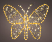 Farfalla micro LED in metallo a batteria 28 x 23 cm oro Peraga Christmas
