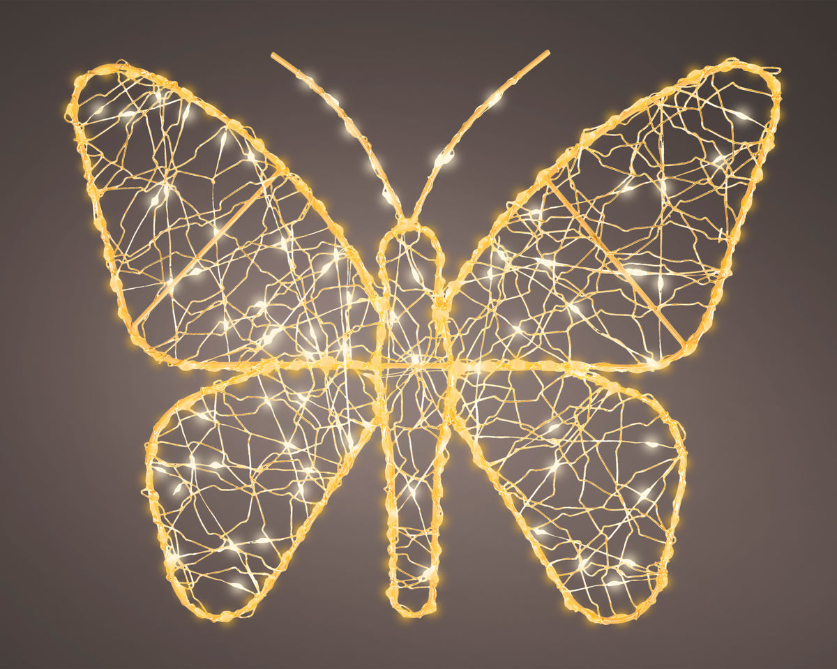 Mikro-LED-Schmetterling aus Metall, 38 x 30 cm, Gold, Peraga Christmas