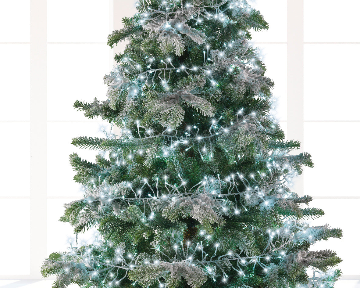 LUCI NATALE GHIRLANDA 768LED BIANCO FREDDO 8 GIOCHI DI LUCE