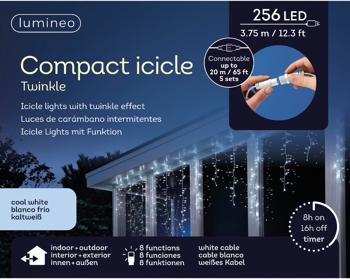 CASCATA 256 LED LUCE BIANCO FREDDO 8 FUNZIONI 375XH60