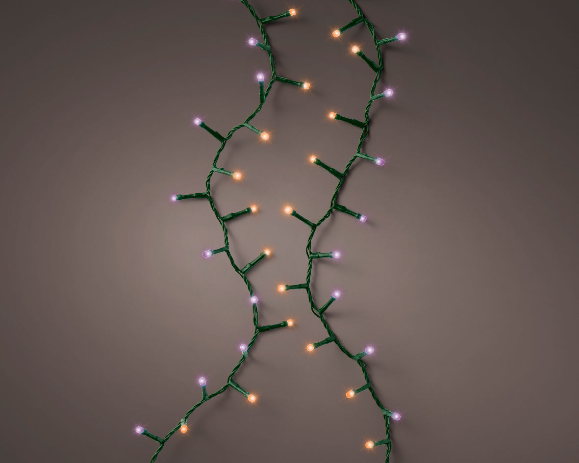 LUCI DI NATALE 500LED VIOLA/ARANCIONE 1100 CM 8 FUNZIONI