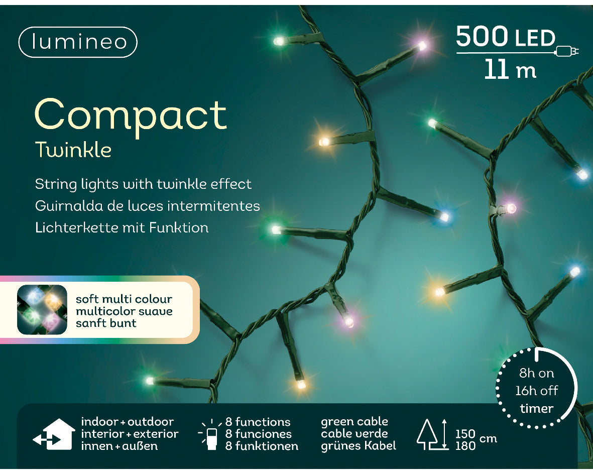 LUCI DI NATALE 500 LED 1100CM MULTICOLOR 8 GIOCHI DI LUCE