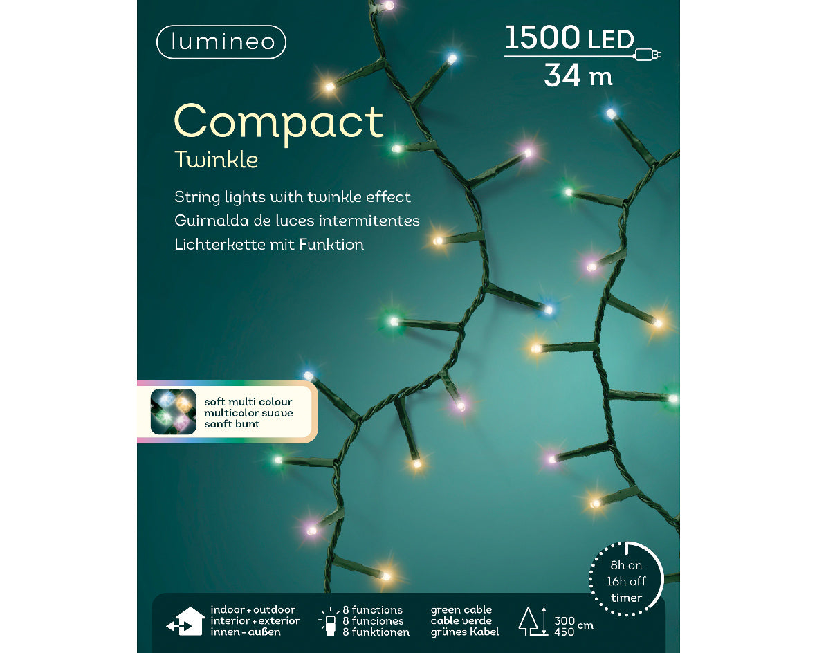 LUCI DI NATALE 1500 LED 3400CM MULTICOLOR 8 GIOCHI DI LUCE
