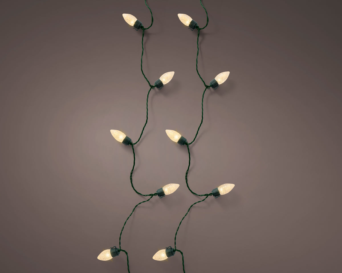 Filo LED vintage XL D 2,5 cm lunghezza 980 cm verde/oro tenue Peraga Christmas