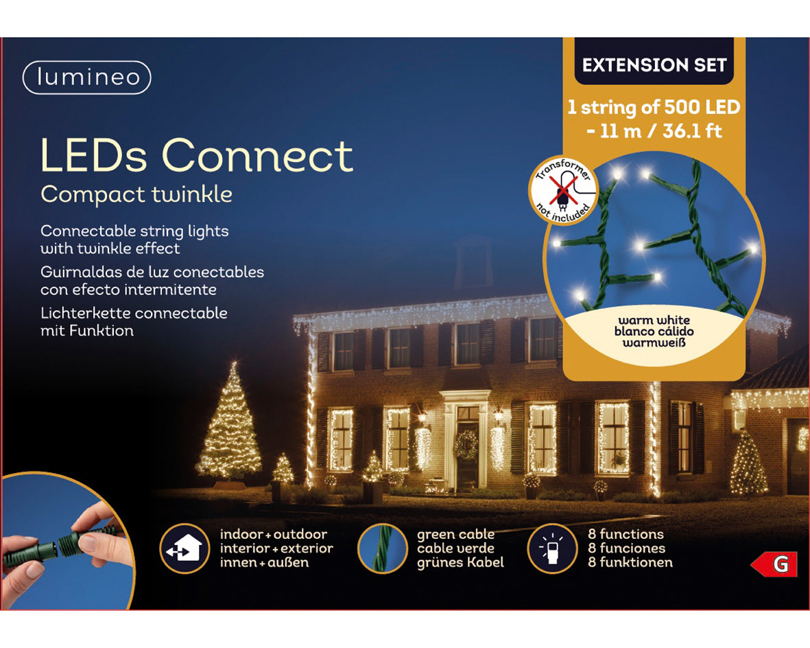 ESTENSIONE LUCI PROLUNGABILI 500LED 1100CM BIANCO CALDO