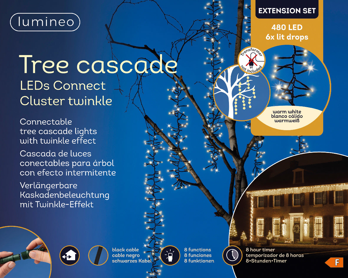 ESTENSIONE CASCATA 480 LED 2MT BIANCO CALDO
