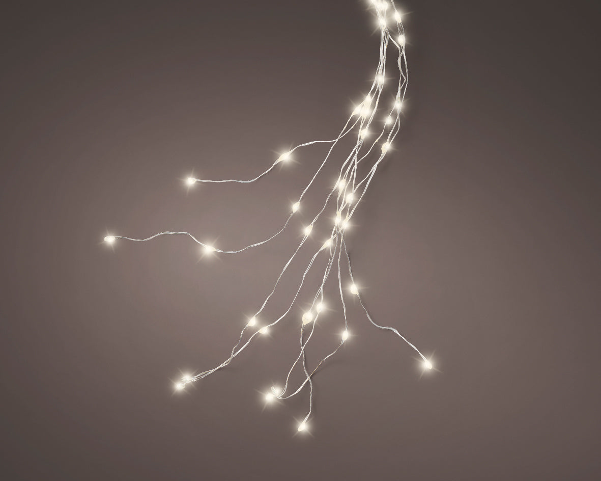 Micro LED a grappolo per albero di Natale, 180 cm, effetto scintillante, luce bianco caldo.