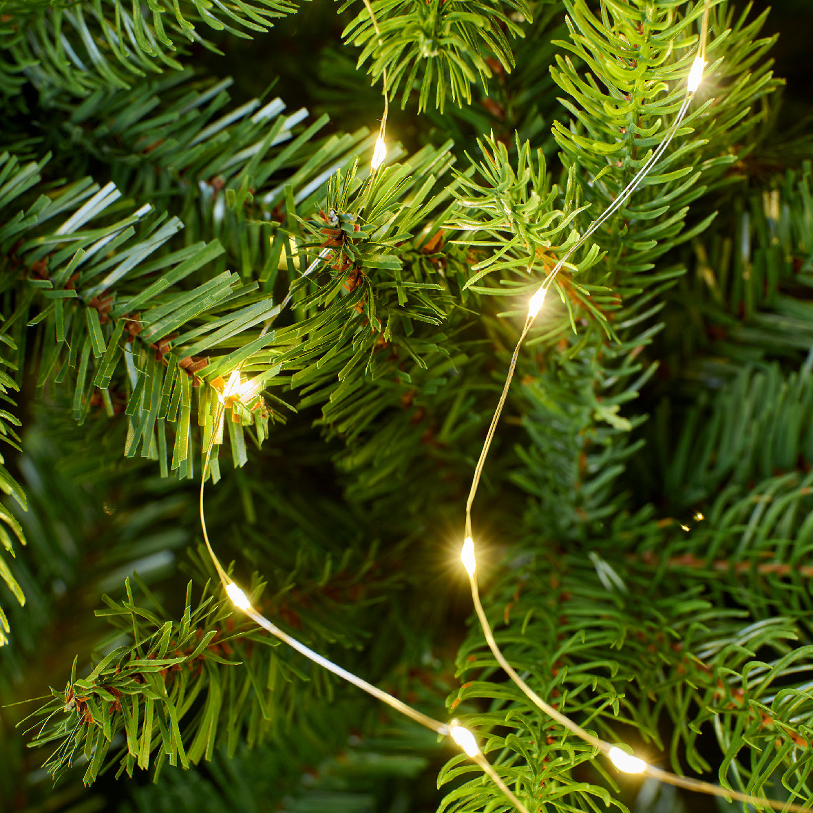Micro LED a grappolo per albero di Natale con luce fissa, 180 cm, luce bianco caldo.