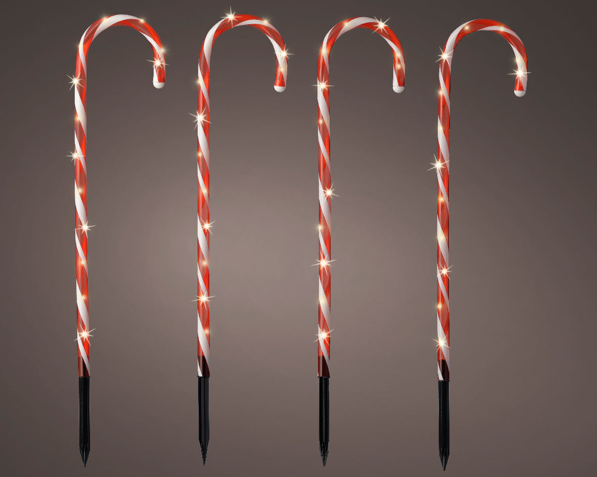 Bastoncino di zucchero luminosi per esterno con pannello solare, 300 cm, 8 giochi di luce, con luce bianco caldo