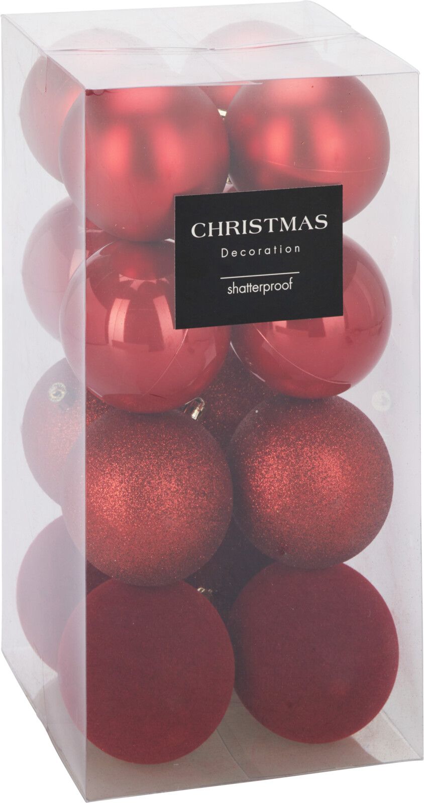 Confezione 16 palline di natale 8cm Rosse