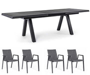 OFFERTA TAVOLO KRION ALLUNGABILE 205/265X100 ANTRACITE +4 POLTRONE ODEON