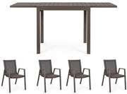 OFFERTA TAVOLO PELAGIUS ALLUNGABILE 83/166X80 MARRONE CAFFE'+4 POLTRONE PELAGIUS