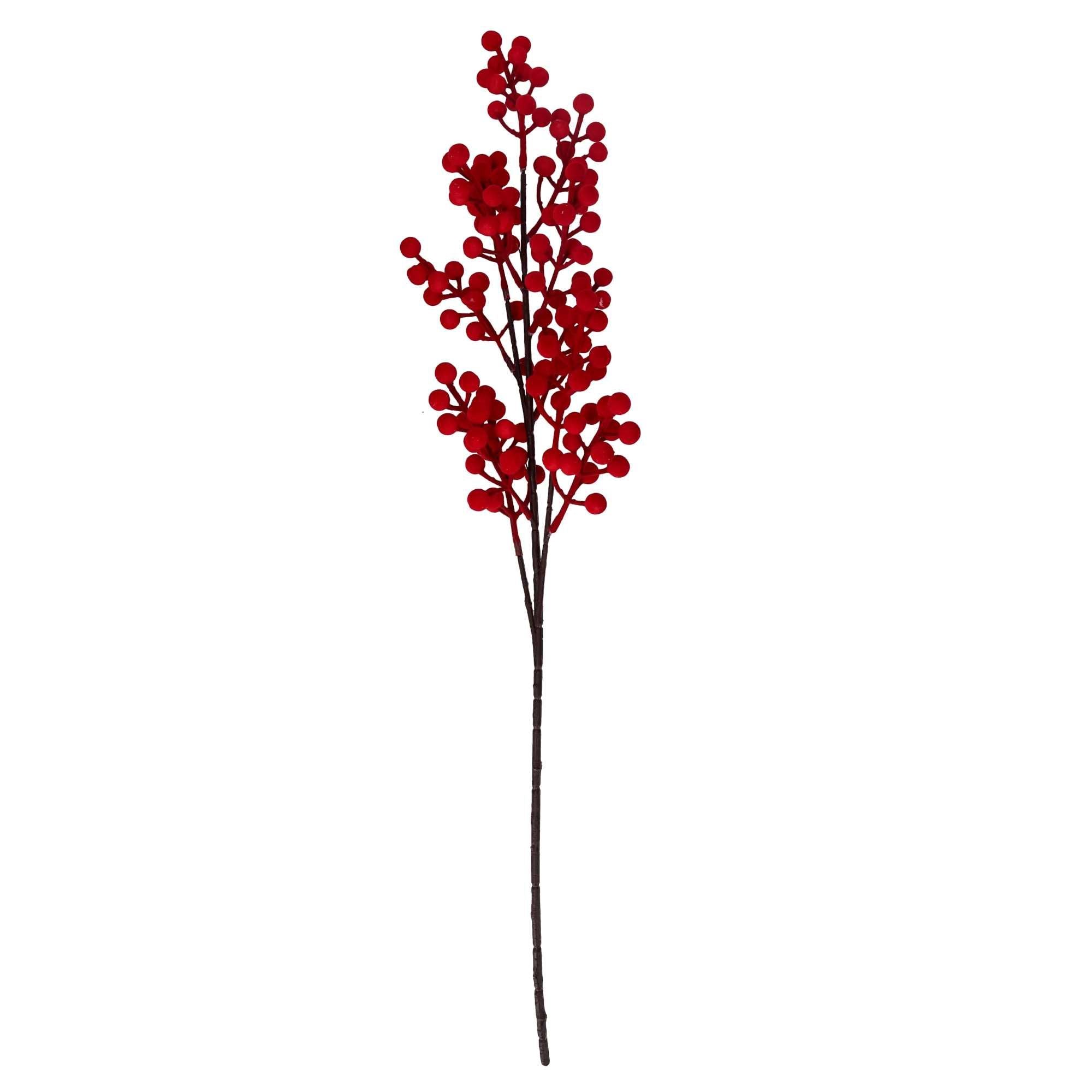 Ramo con Bacche di Velluto 20x73h cm Rosso
