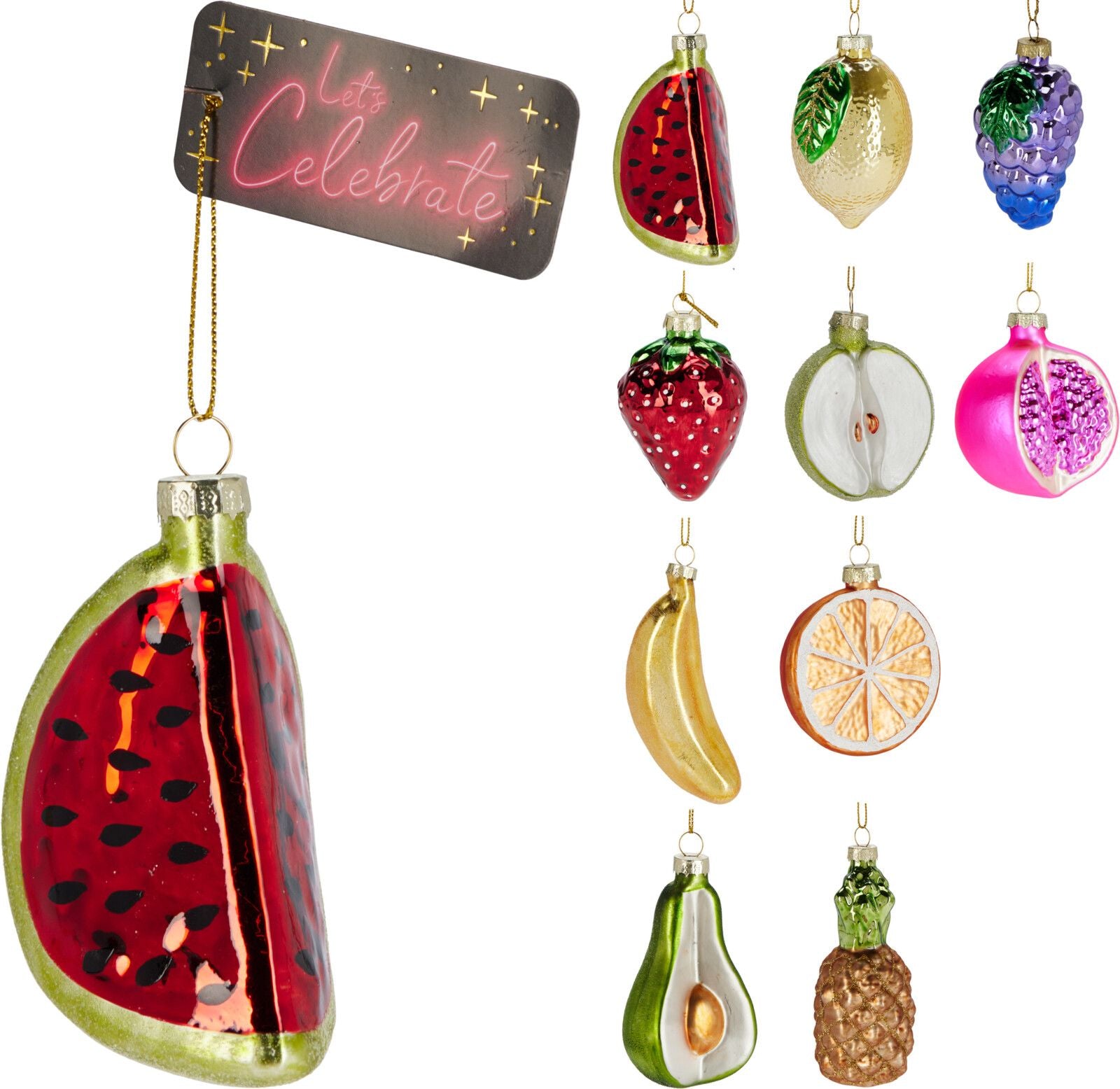 decorazione natalizia appendibile Frutta Natalizia 5x9cm 10 modello assortito Multicolore